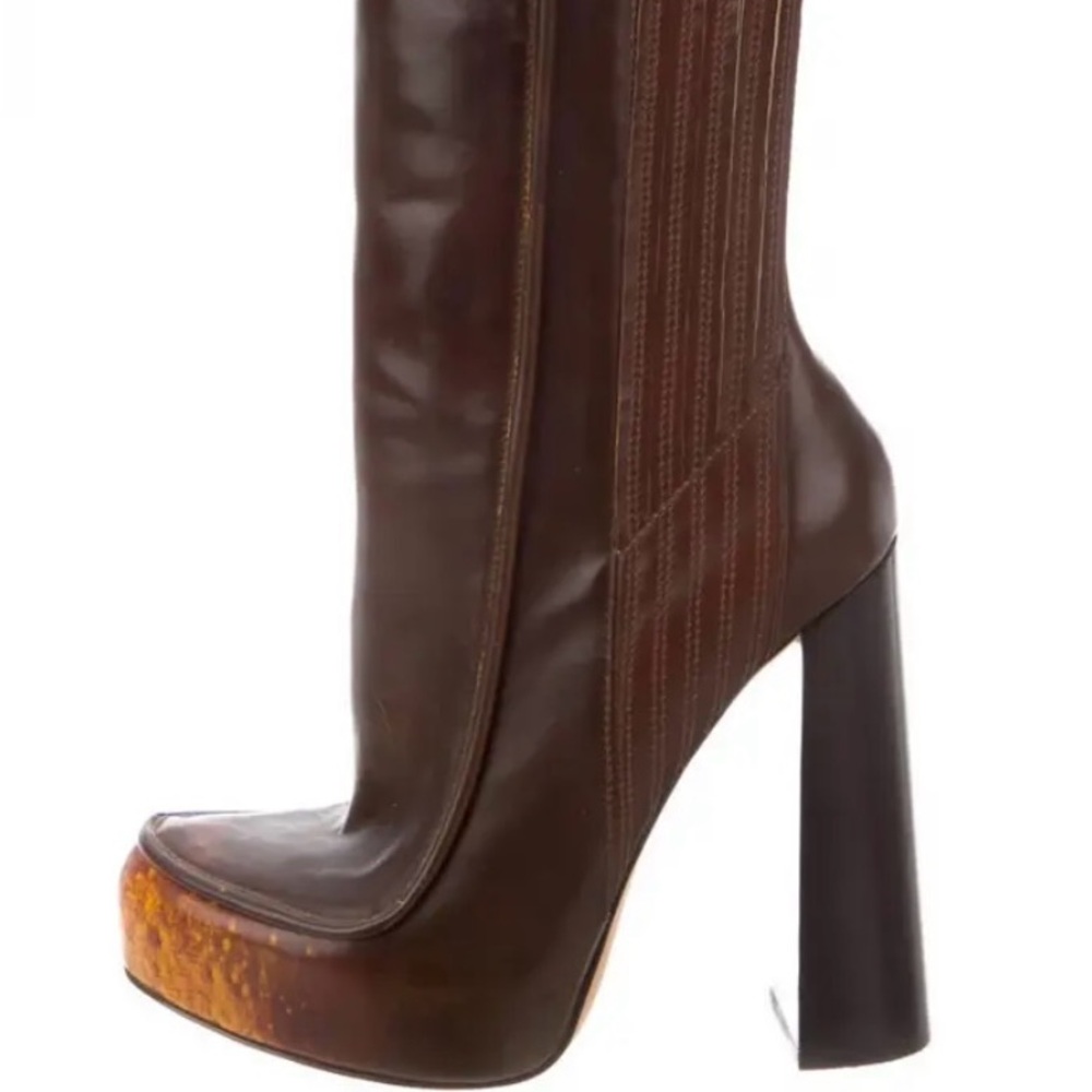 Brown Leather High Heel Boots